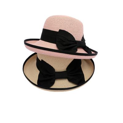 China Lady Sun Beach Straw Hats Foldable Women's Eco-Friendly Straw Hat for sale