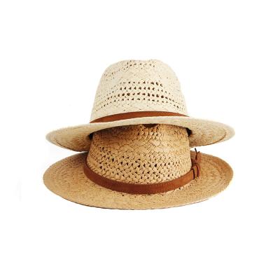 China Custom Logo Patch Men's Wide Brim Farmers Straw Hat Weaving Wide Brim Straw Hat Eco-Friendly Sunproof Beach Straw Hats for sale