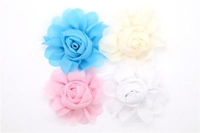 China Popular Style Chiffon Flower Shoe Clips With Handwork + Machinery Technics for sale