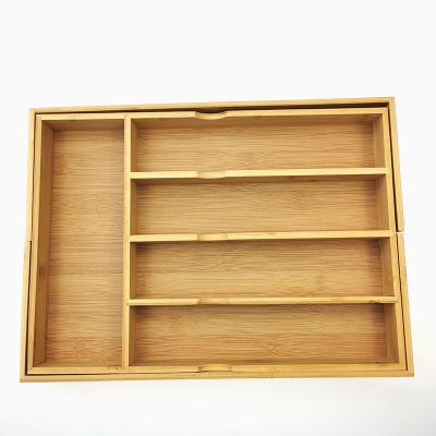 China Compartments Bamboo Sustainable Expandable Ziplock Desktop Organizer Storage Bag Eco Cutlery Organizer for sale