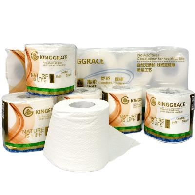 China Custom Embossing Toilet Paper Printed Bamboo Toilet Paper Customized By Kinggrace Eco-friendly Pulp Roll Tissue Paper for sale