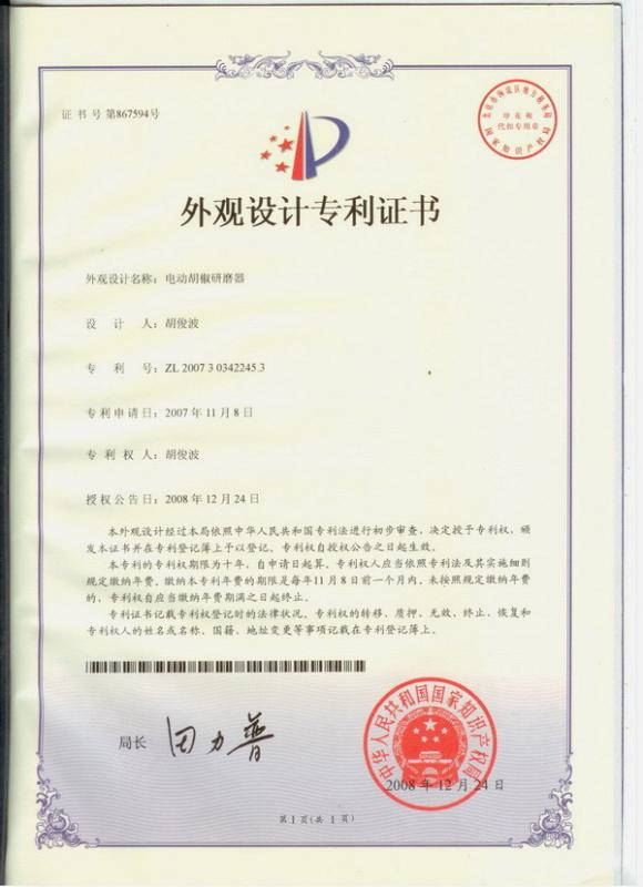 PATENT CERTIFICATE - Please input your companyname!