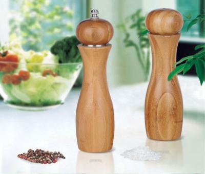 China Bamboo Manual salt & pepper mill set for sale