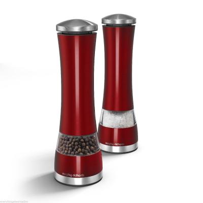 China Electronic salt & pepper stainless steel mill set red for sale