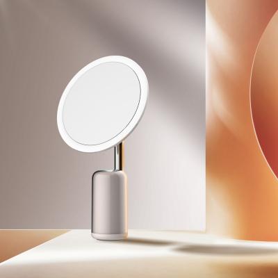 China New Arrival Lit Round Plastic Vanity Lights Reflect Portable Table Led Makeup Cosmetic Round Mirror With Light for sale