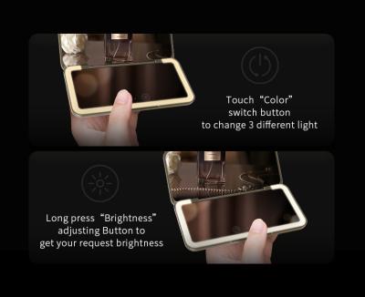 China Portable Folding Small Pocket Mirror 1X/2X Magnification LED Travel Lighted Handheld Lighted Makeup Mirror For Makeup for sale