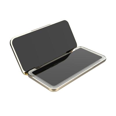 China Lighted Square Shaped Portable Small Pocket LED Makeup Mirror Lights Vanity Makeup Folding Mirror for sale