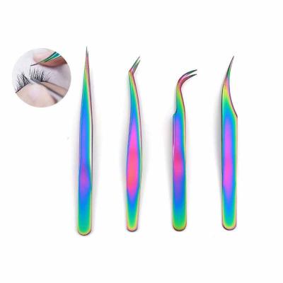 China Volume Tweeezers Amazon's Bestselling Rainbow Color Boot Tweezers and High Quality Volume Whip 45 Degree Tweezers for sale