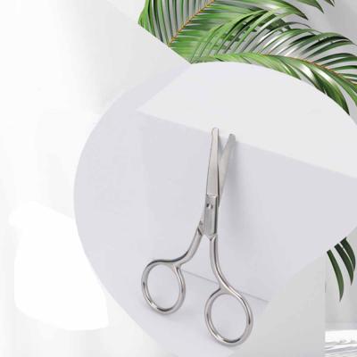 China Portable Durable Round Stainless Steel Head Beard Nose Ear Hair Removal Scissors Safety Eyebrow Beauty Scissors for sale