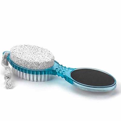 China Beauty Care Make Tools 4 in 1 Multi-Use Plastic Foot Care Folder Pumice Brush For Feet Use Hand Toes Nail Cleaning Toe Brush for sale