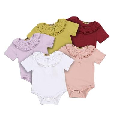 China Europe and America soft 100% cotton newborn button baby clothes rompers set 0-3 months baby romper for sale