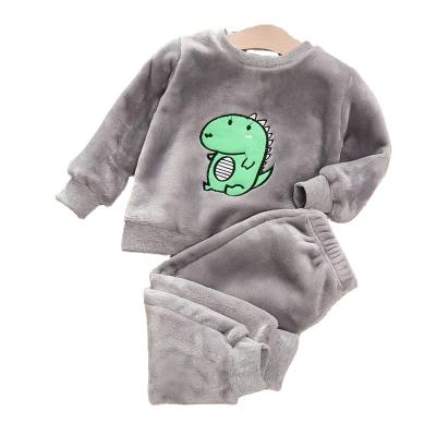 China Regular Autumn Winter Children's Hot Sale Coral Fleece Kids Pajamas Home Wear Boys Girls Children Shearing Pajamas Warm Flannel Sleepwear for sale