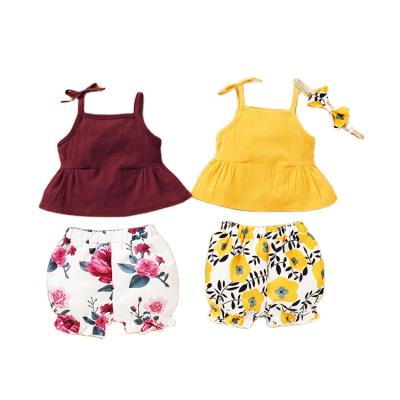 China 0-3 Months Newborn Baby Girl Clothes Clothing Sets Breathable Comfortable And Soft Sleeveless for sale