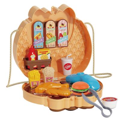 China Role Play Set Pretend Play Foods Toys Play Set with Backpack Burger and Cash Register Models for sale