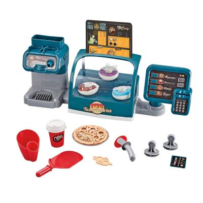 China Healthy Coffee Time Pretend Game and Cash Register Kids Role Play Coffee Maker Model and Foods for sale