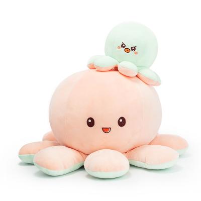 China Cute Flip Octopus Plush Soft Toys Double Sided Emotion Color Cartoon Sound Doll Animal Octopus Gift For Kids for sale