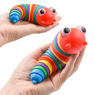 China PP New Arrival Stirring Person Toy Children Stress-Relief Toys Cute Rainbow Color Caterpillar Ingot Children Play for sale