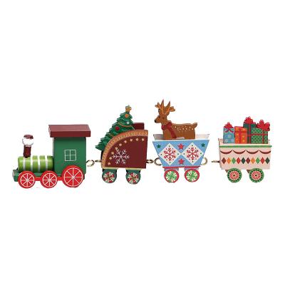 China Wooden Christmas Train Santa Snowman Xmas Kid Toys Gift Ornament Christmas Decoration for sale