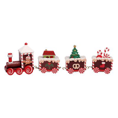 China Wooden Christmas Toy Train Village Wooden Train Set Home Decoration Christmas Gift Ornament For Kids for sale