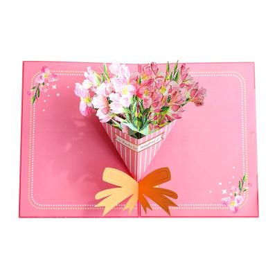 China Viet Nam Custom Printing Paper Cutting 3d Pop Up Carnation Thank You Mother's Day Greeting Cards for sale