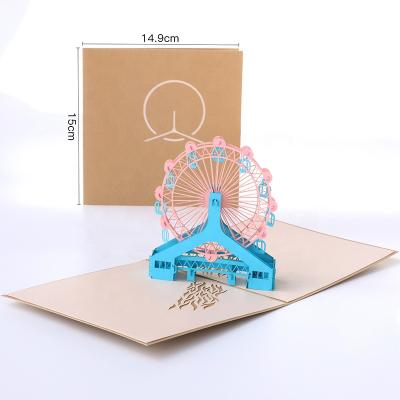 China Europe Wholesale Promotional Gifts Custom 3D Pop Up Card Birthday Holiday Festival London Eye Greeting Cards for sale