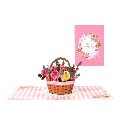 China Wholesale Viet Nam Hot Sale Flower Greeting Cards Birthday Greeting Cards With Paper Craft Flower for sale