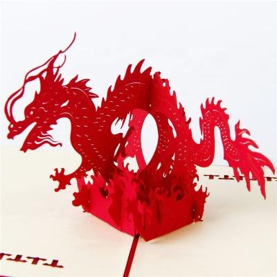 China Viet Nam Wholesale Laser Cut Chinese Dragon Greeting Cards for New Year Best Wishes for sale