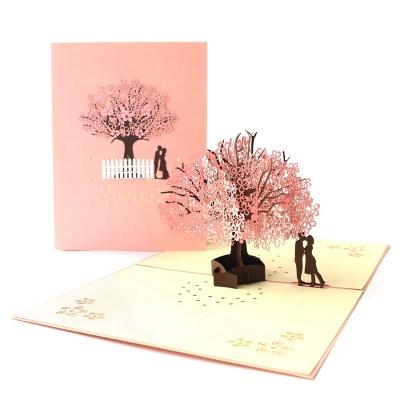 China Vietnam Pop 3D UP Greeting Postcard Cherry Tree Valentine's Day Birthday Gifts Card Wedding Invitations Cards Cards for sale