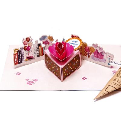 China Viet Nam Wholesale 3D Laser Cut Handmade Paper Pop Birthday Card for sale