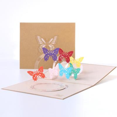 China Viet Nam Hand Assembled and Laser Cut Colorful Automatic 3D Butterfly Greeting Cards for sale