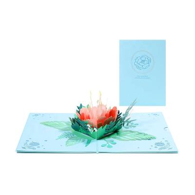 China Wholesale Europe Handmade Paper Laser Cutting 3d Peony Flower Mother's Day Greeting Card for sale