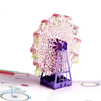 China Viet Nam Wholesale 3d Colorful Ferris Wheel Paper Craft Birthday Handmade Noise Greeting Cards for sale