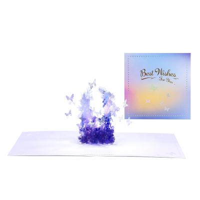 China Viet Nam New Design Paper Crafts Handmade Crystal Butterfly Pop Up 3d Greeting Cards With Envelope for sale