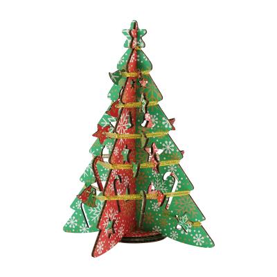 China Toy Wholesale Creative Fun Eco-Friendly Cartoon Handmade 3d Paper Laser Cut Christmas Tree Puzzle for sale