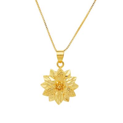 China Environmental Friendly Charm Jewelry Brass Gold Plated Flower Pendant Necklace For Women for sale