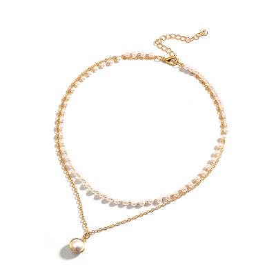 China Pearl Necklace Edition Temperament Short Choker Cute Simple Layered Korean Necklace for sale