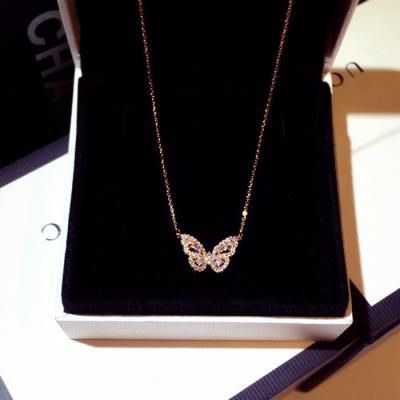 China Environmentally Friendly New Fund Gold Butterfly Small Inlaid Zircon Female Necklace Jewelry Contracted Rose Gold Copper for sale