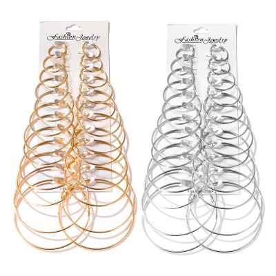 China TRENDY hot sale women's fashion set exaggerated circle earrings 12 pieces of earrings set for sale