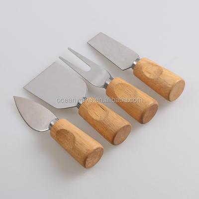 China Sustainable 4pcs Wooden Handle Stainless Steel Cheese and Butter Knife Tools Set for sale