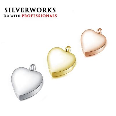 China High Polishing Engravable SILVERWORKS Stainless Steel Metal Engraving Heart Pendant Charm for sale