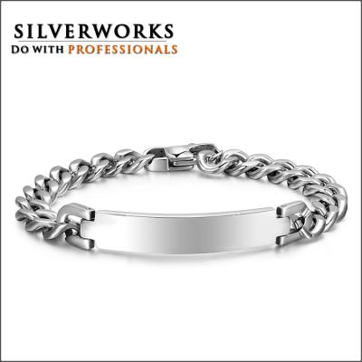 China Plain Stainless Steel Bar Bracelet For Engraving Silverworks High Quality White 316L Stainless Steel Bar Bracelet For Custom Making for sale