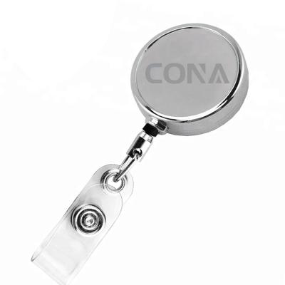 China Hot ID Holder 2021 3mm Diameter Round Retractable Shape Badge Reel With Plastic ID Strap for sale