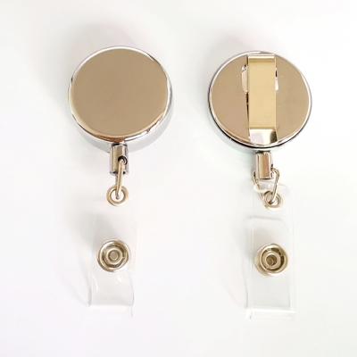 China Round Shape Metal OEM Expoxy 32MM High Qulaity Key Ring Retractable Badge Reel for sale