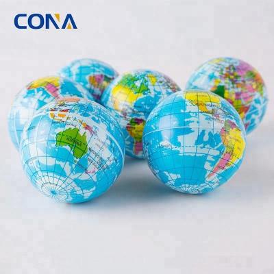 China Soft Toy Pack Of 12 Hand World Map Squeeze Globe Effort Balls Foam Relax Bouncy Ball for sale