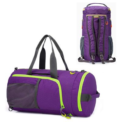 China Waterproof Foldable Backpack Polyester Travel Duffel Bag Duffel Bag Lightweight Foldable Backpack for sale