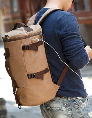 China Durable USB Fleece Backpack Bag Canvas Backpack USB Ports Backpack With USB Charger for sale