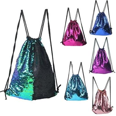 China Elegant Mermaid Sparkle Sequin Bag Glitter Drawstring Sequin Bag for sale