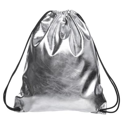 China Walmart Waterproof Silver Metallic Drawstring Bags Drawstring Leather Backpack for sale