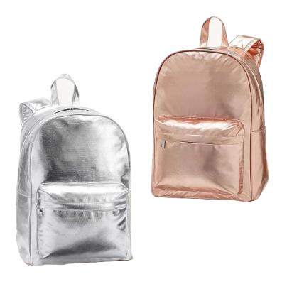 China New Waterproof Backpack Bag Metallic Gold Backpacks PU Leather Material for sale