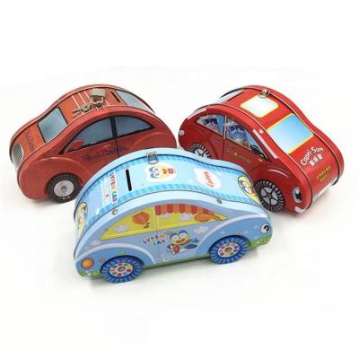 China Recyclable Car Shape Coin Holder For Kids Tin Coin Box With Lock for sale